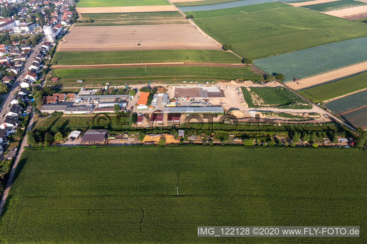 Kugelmann organic vegetables new construction of the production hall in Kandel in the state Rhineland-Palatinate, Germany from above