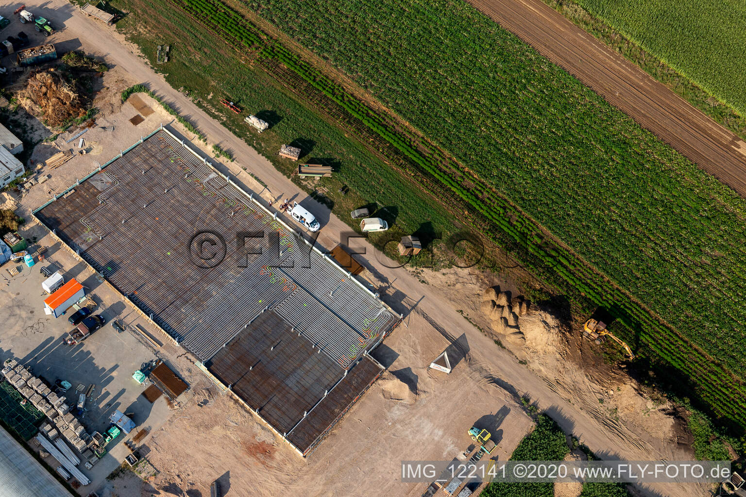 Kugelmann organic vegetables new construction of the production hall in Kandel in the state Rhineland-Palatinate, Germany out of the air