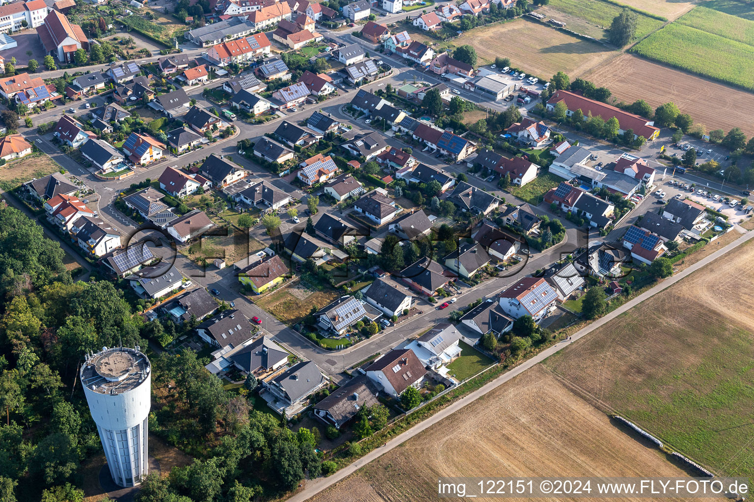 Raiffeisenring at the water tower in Hatzenbühl in the state Rhineland-Palatinate, Germany