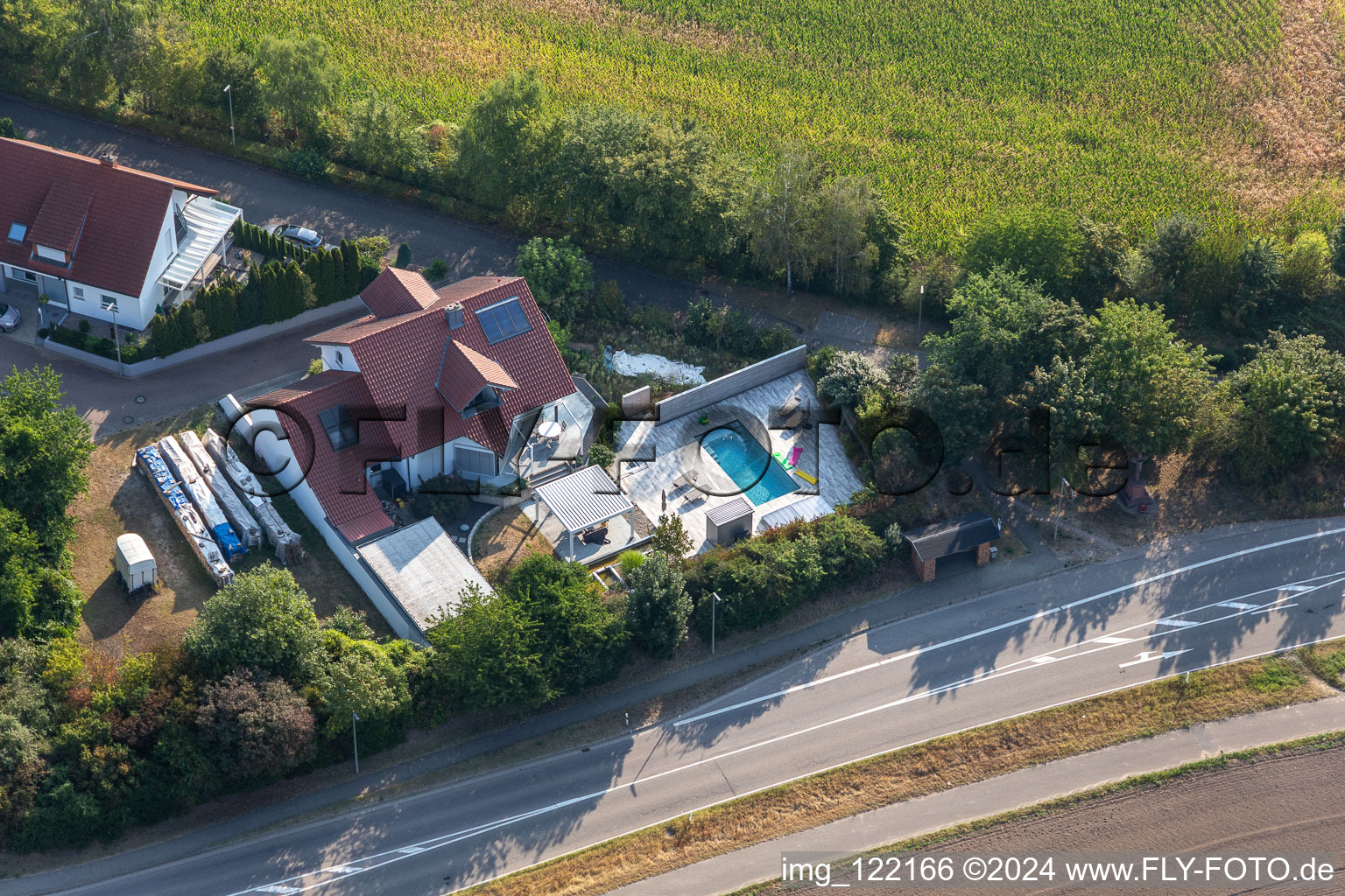 District Hardtwald in Neupotz in the state Rhineland-Palatinate, Germany viewn from the air