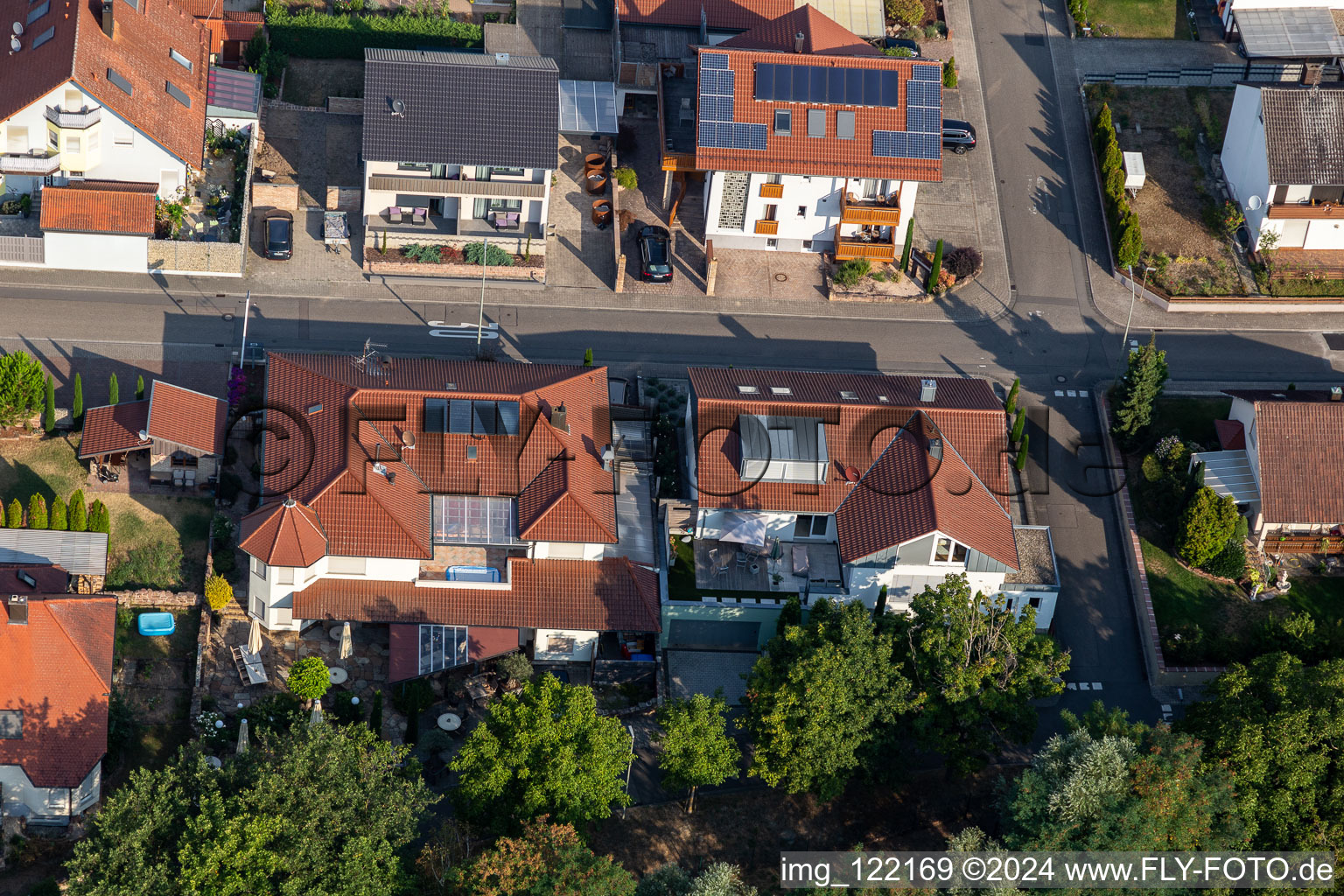 Drone image of District Hardtwald in Neupotz in the state Rhineland-Palatinate, Germany