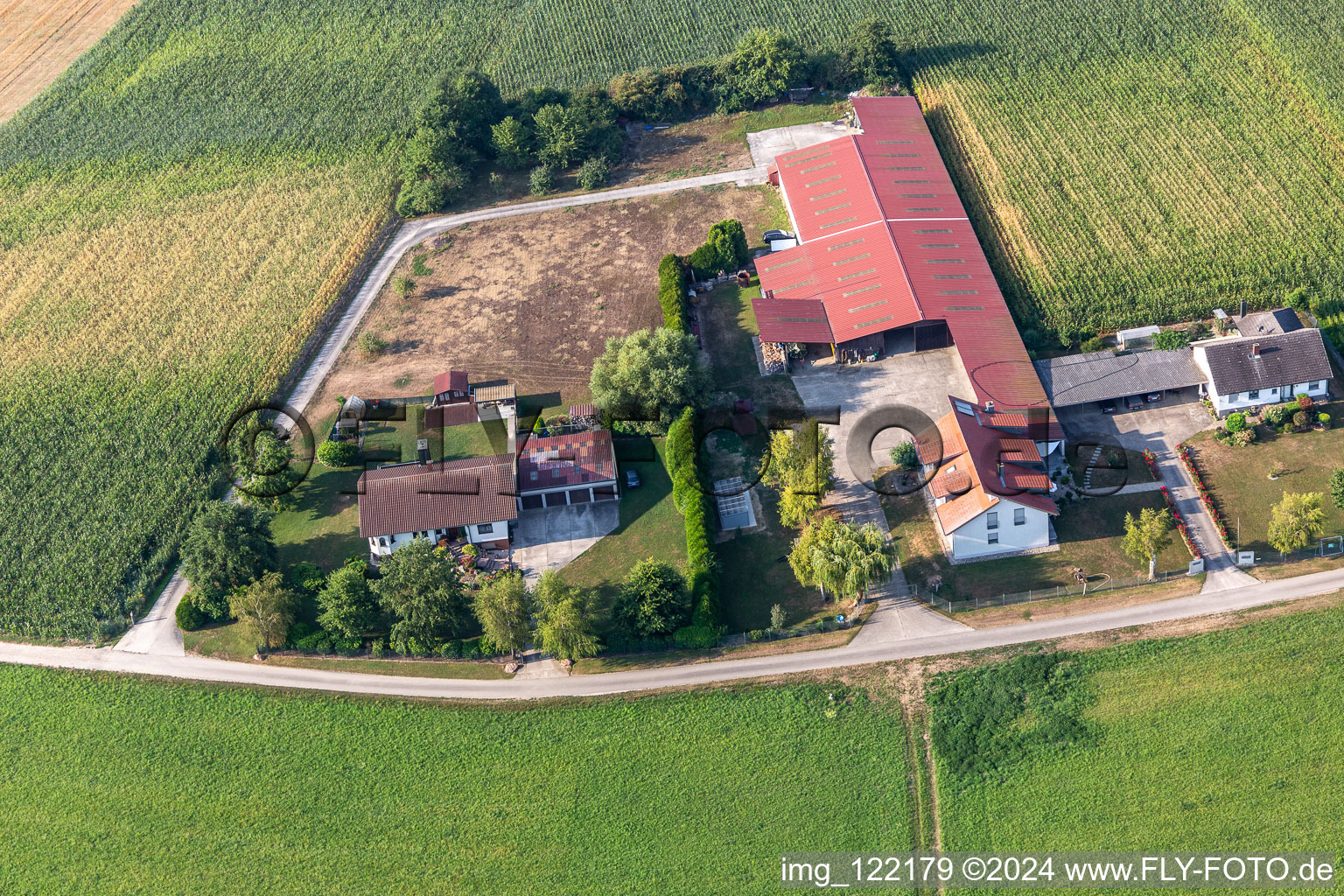 Neupotz in the state Rhineland-Palatinate, Germany seen from above