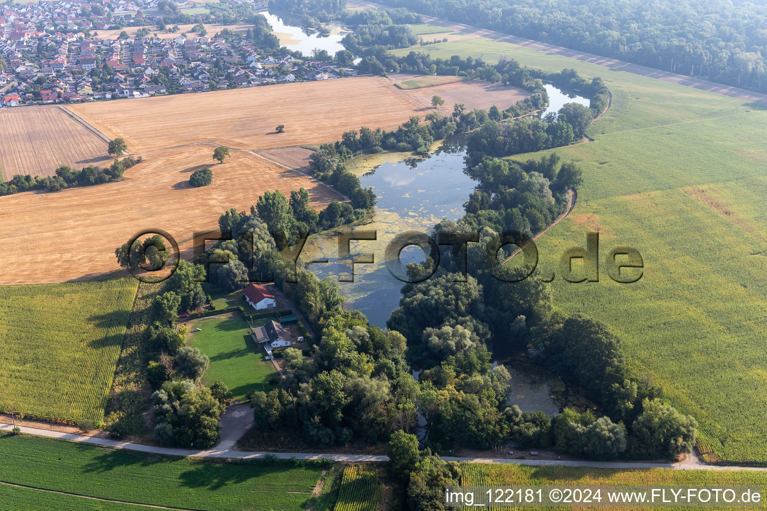 Aerial view of Association for Dog Sports eV at Fischmal in Leimersheim in the state Rhineland-Palatinate, Germany