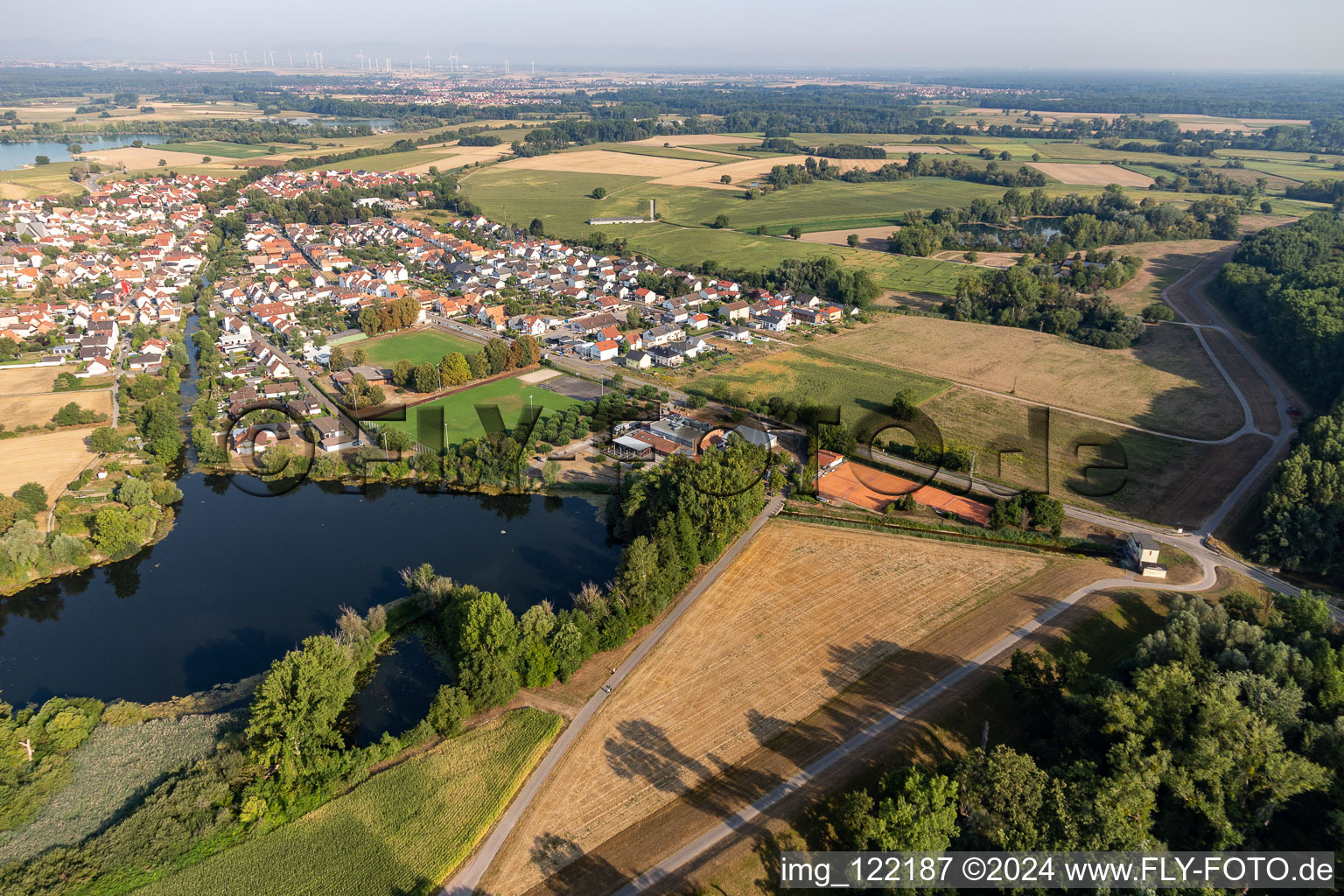 Bird's eye view of Leimersheim in the state Rhineland-Palatinate, Germany