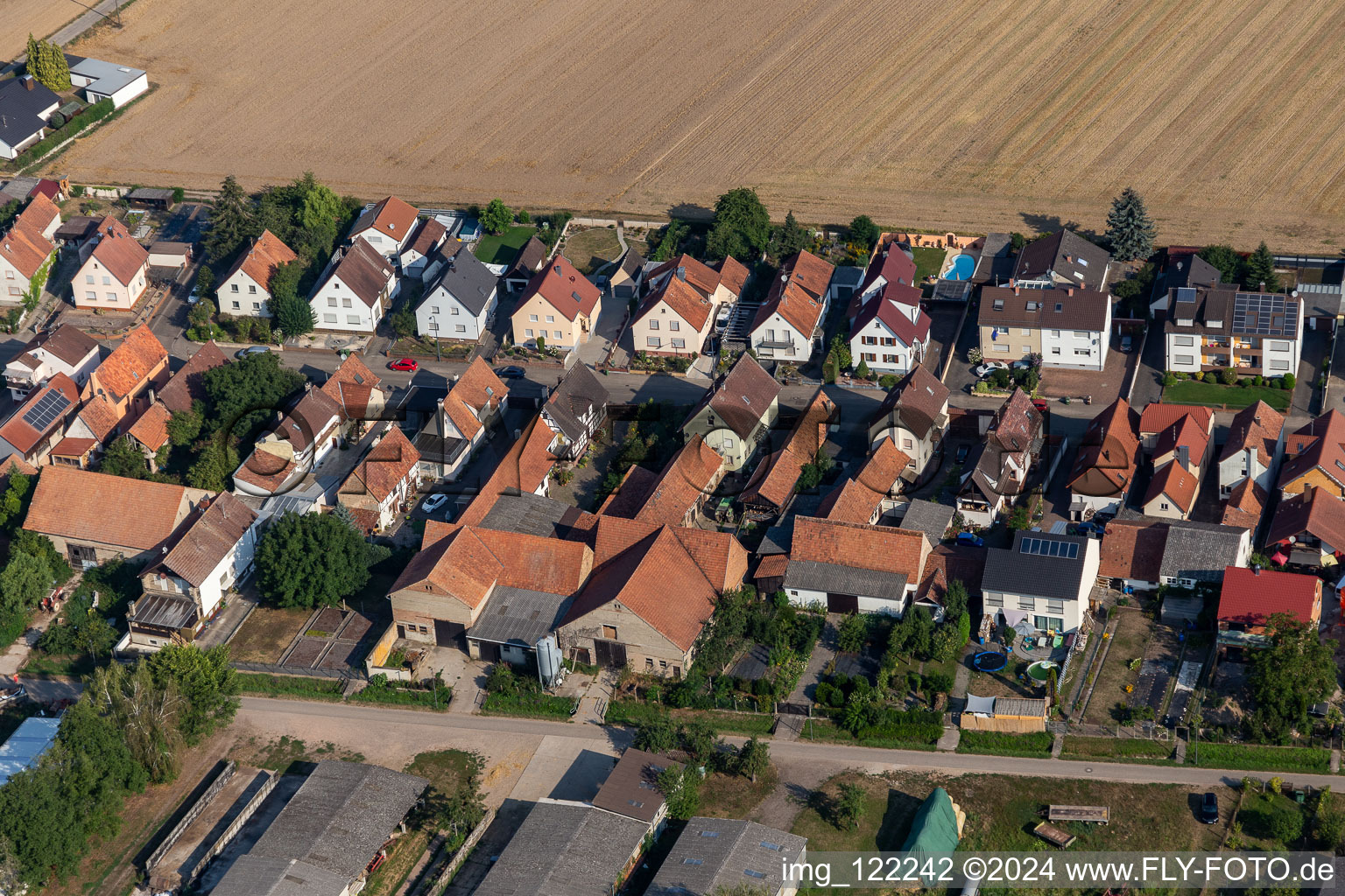 Aerial view of Saarstr in Kandel in the state Rhineland-Palatinate, Germany