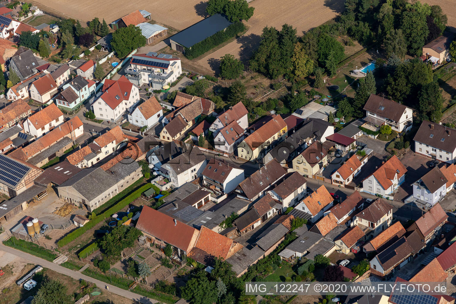 Saarstr in Kandel in the state Rhineland-Palatinate, Germany seen from above