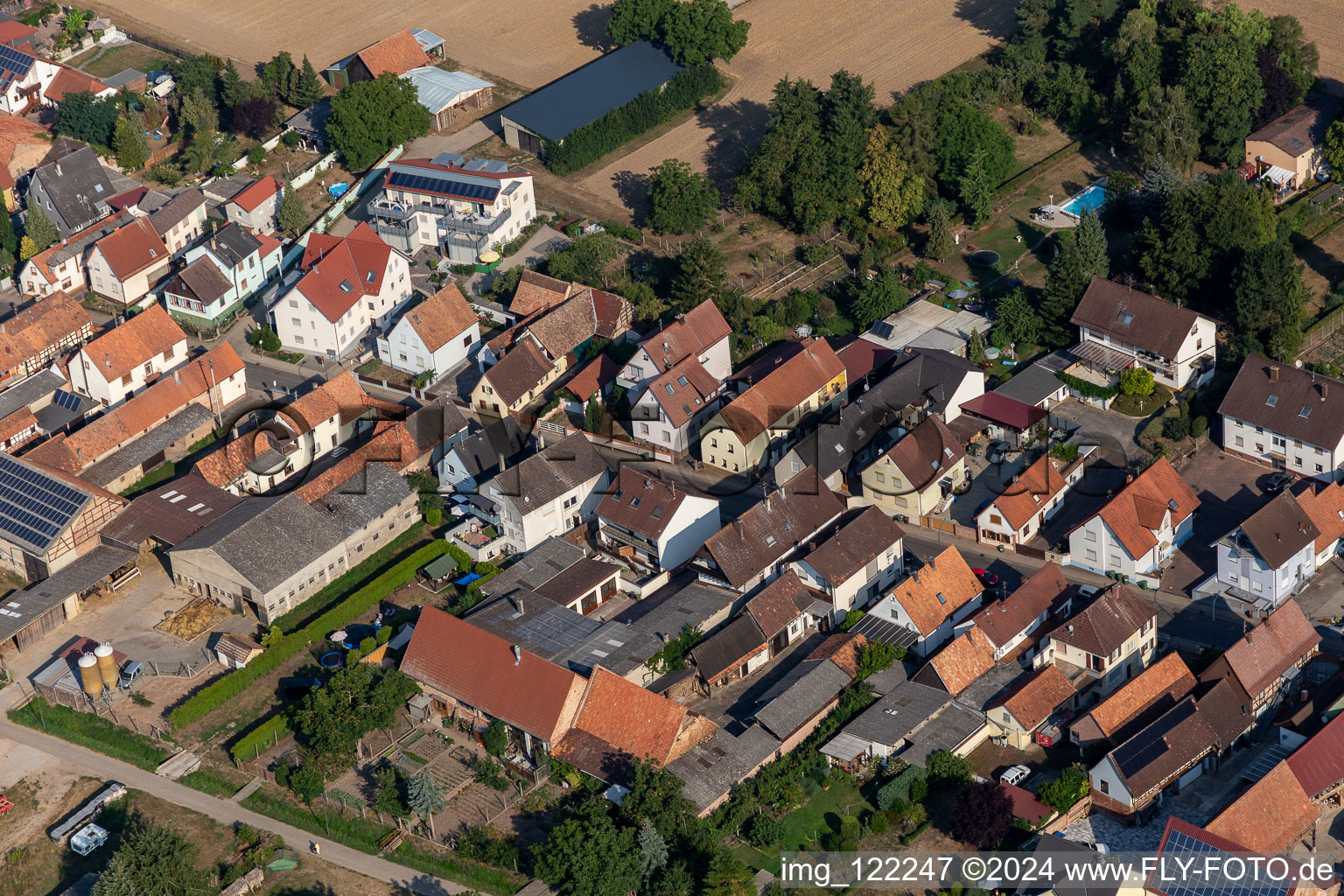 Saarstr in Kandel in the state Rhineland-Palatinate, Germany seen from above