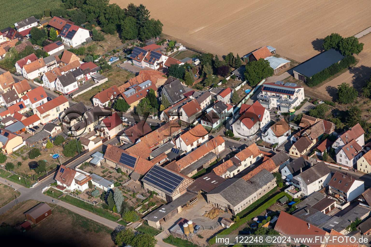 Saarstr in Kandel in the state Rhineland-Palatinate, Germany from the plane