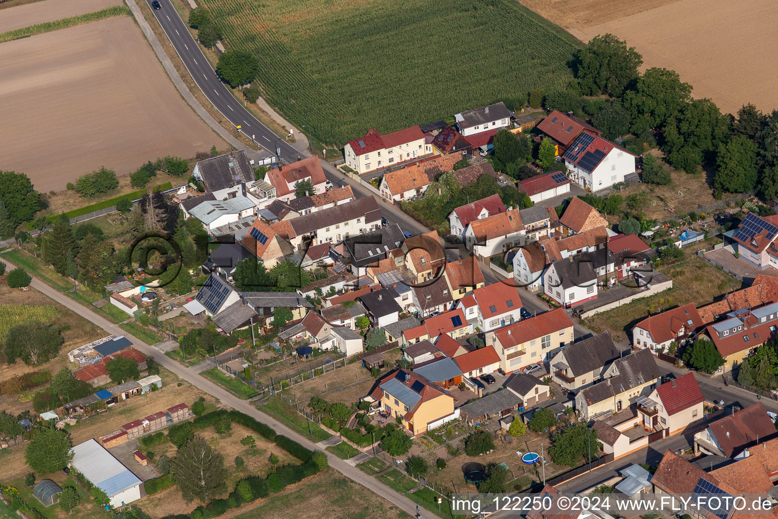 Saarstr in Kandel in the state Rhineland-Palatinate, Germany viewn from the air