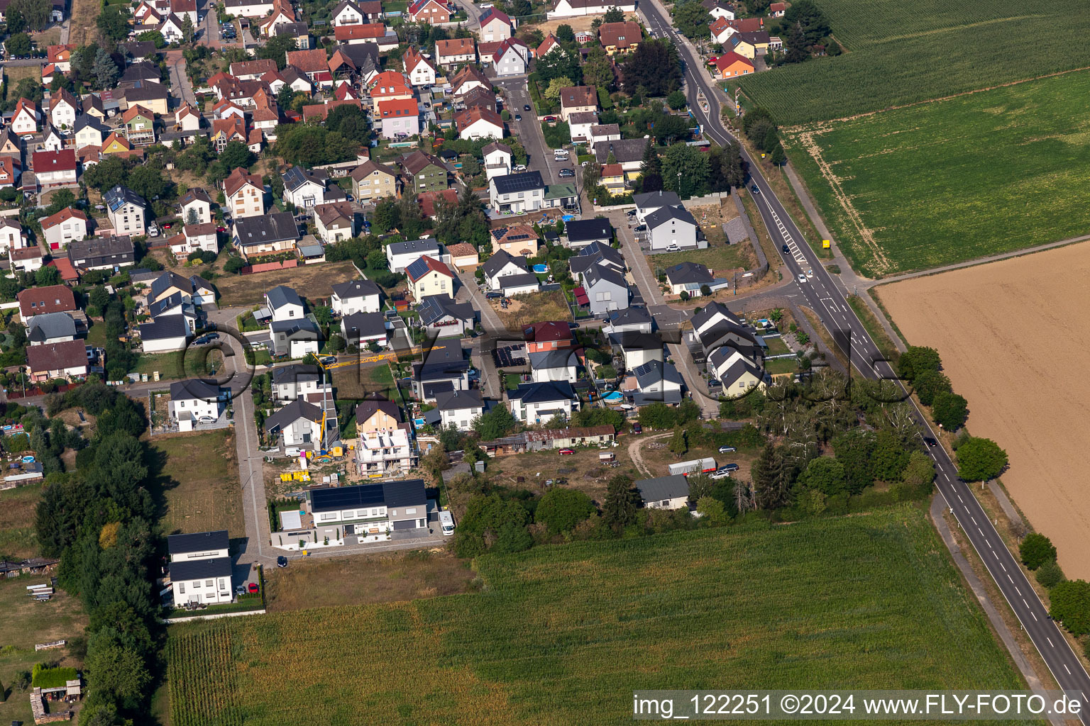 Drone recording of Minfeld in the state Rhineland-Palatinate, Germany