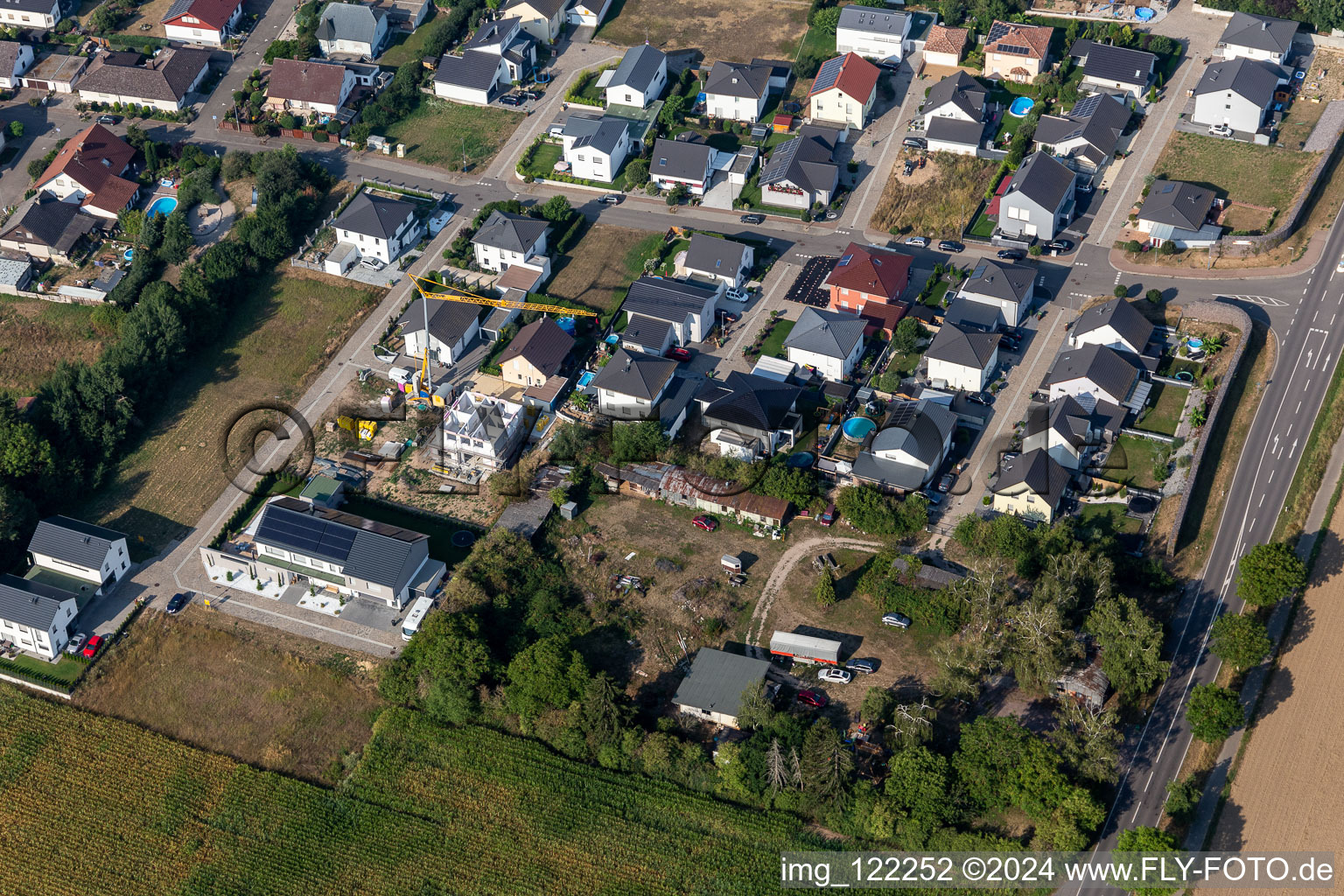 Drone image of Minfeld in the state Rhineland-Palatinate, Germany