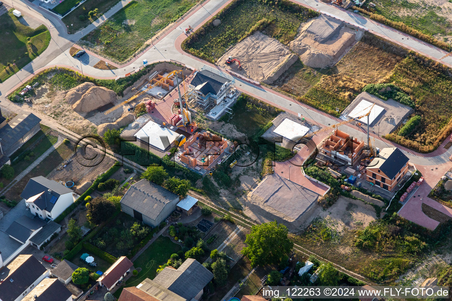 Aerial view of New development area north in Hatzenbühl in the state Rhineland-Palatinate, Germany