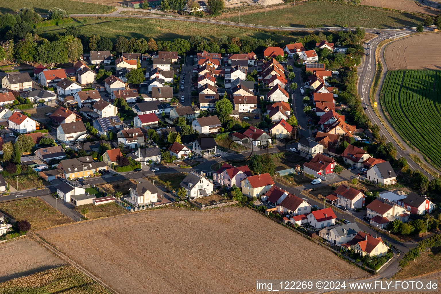 District Hardtwald in Neupotz in the state Rhineland-Palatinate, Germany from a drone