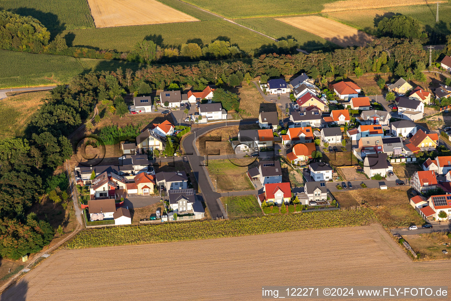 Aerial view of District Hardtwald in Neupotz in the state Rhineland-Palatinate, Germany