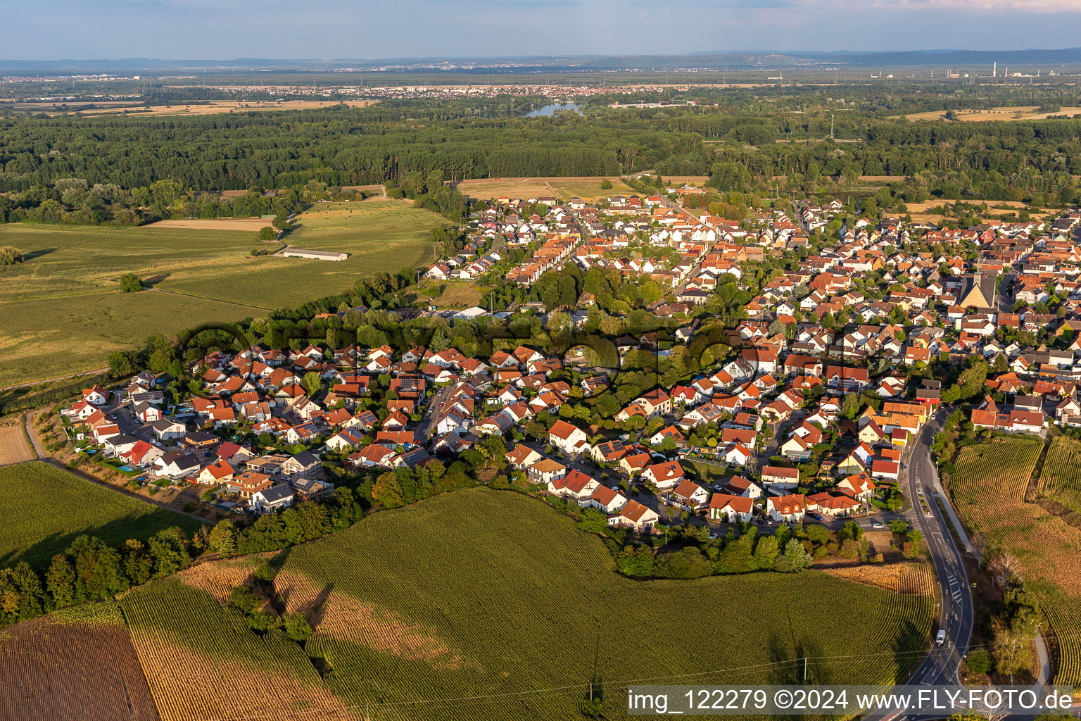 Leimersheim in the state Rhineland-Palatinate, Germany viewn from the air