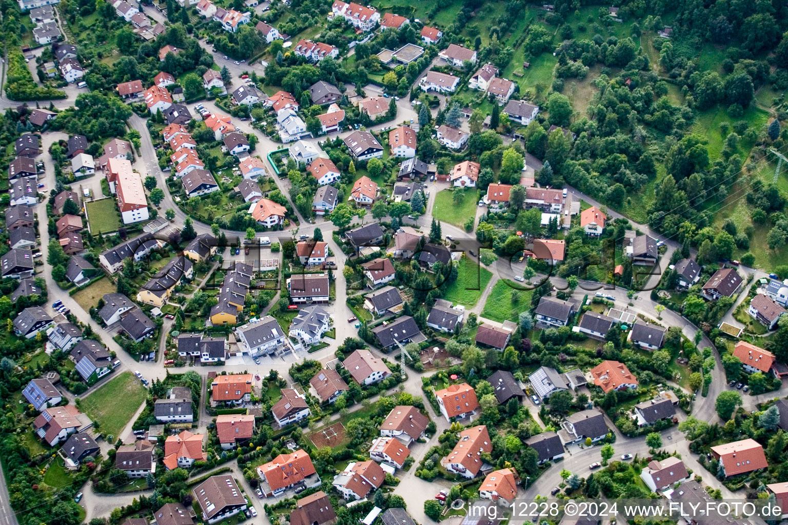 Drone recording of Ehbühl, Kirchhalde in Herrenberg in the state Baden-Wuerttemberg, Germany