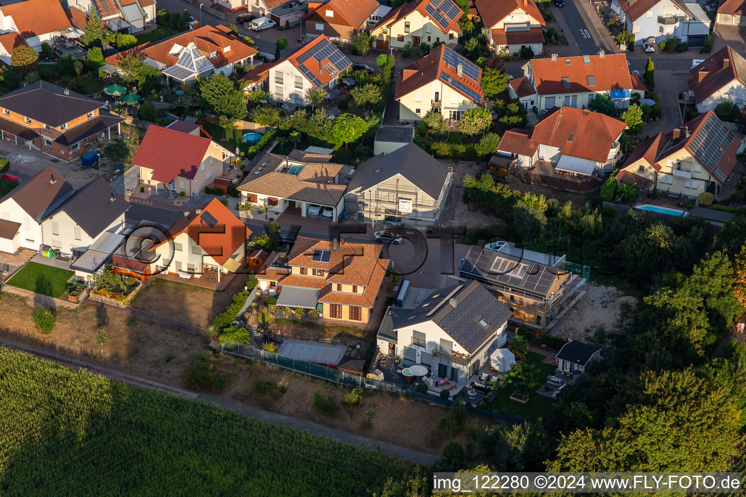 Drone recording of Leimersheim in the state Rhineland-Palatinate, Germany