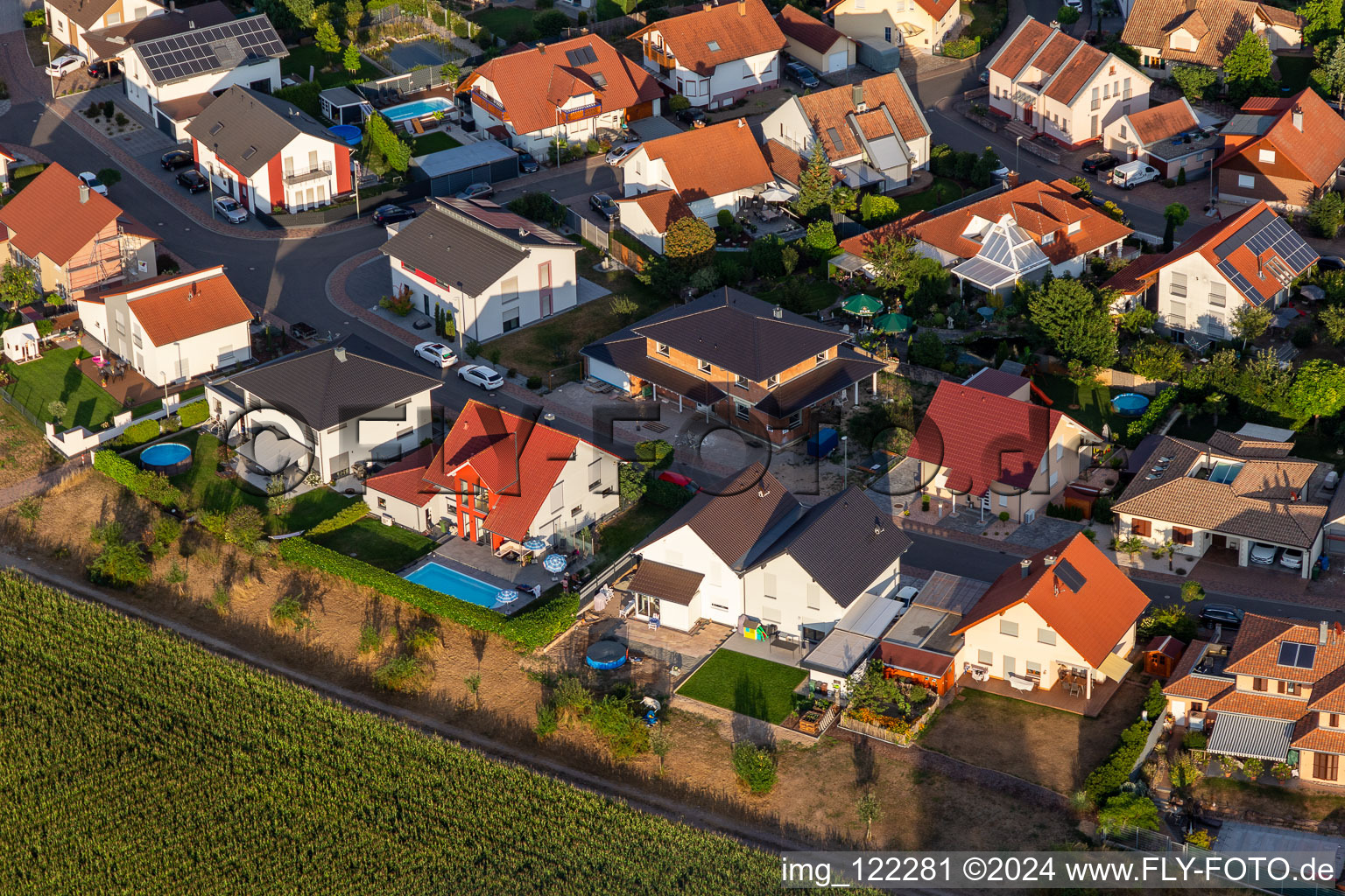 Drone image of Leimersheim in the state Rhineland-Palatinate, Germany