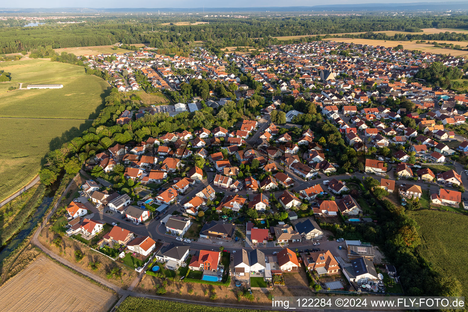 Leimersheim in the state Rhineland-Palatinate, Germany seen from a drone