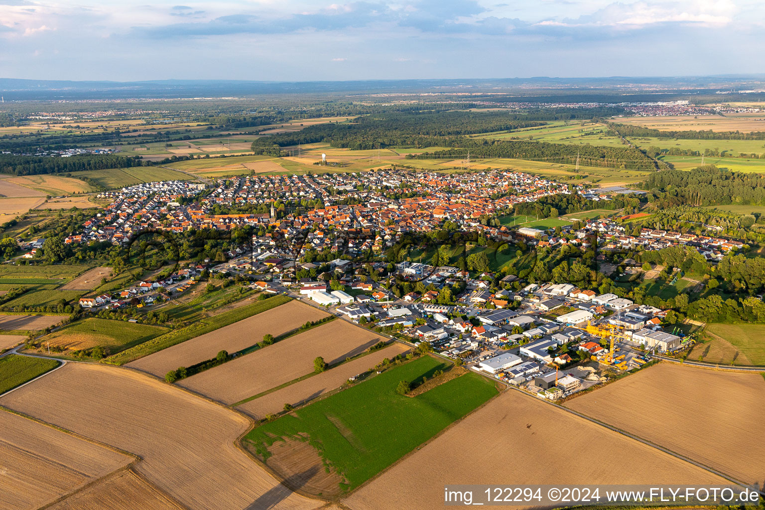 From the southwest in the district Liedolsheim in Dettenheim in the state Baden-Wuerttemberg, Germany