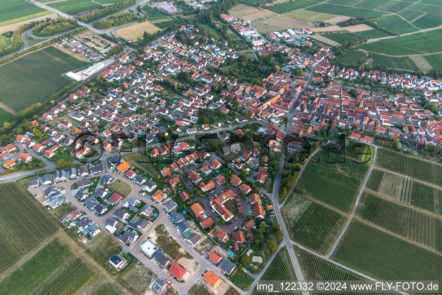 Aerial photograpy of Insheim in the state Rhineland-Palatinate, Germany