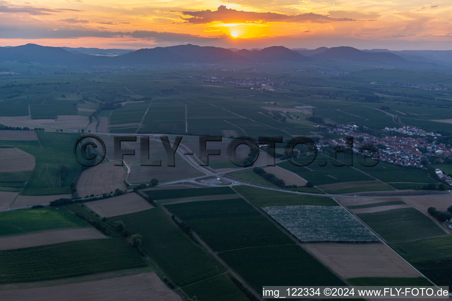 Aerial view of New bypass in Impflingen in the state Rhineland-Palatinate, Germany