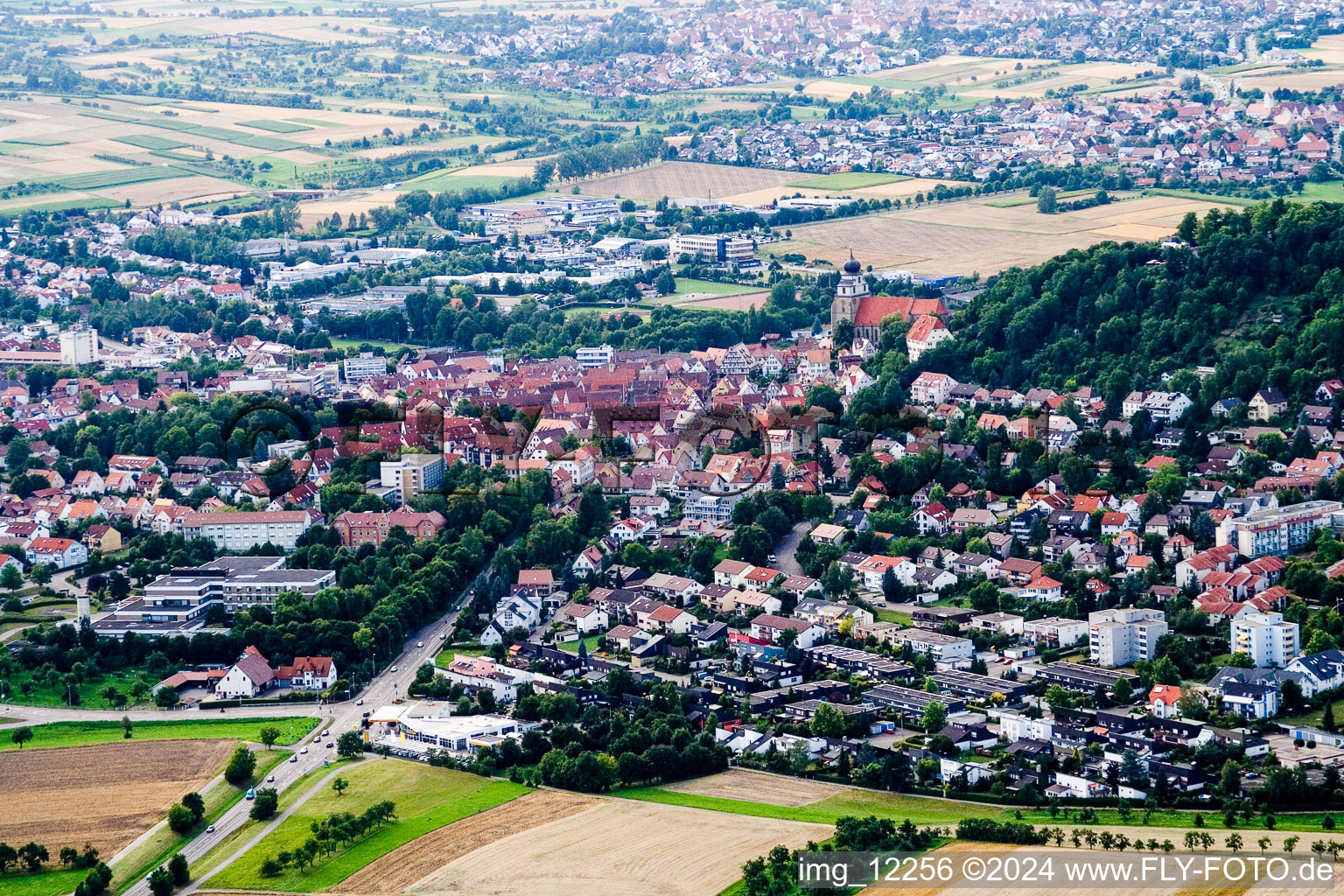 From the south in Herrenberg in the state Baden-Wuerttemberg, Germany