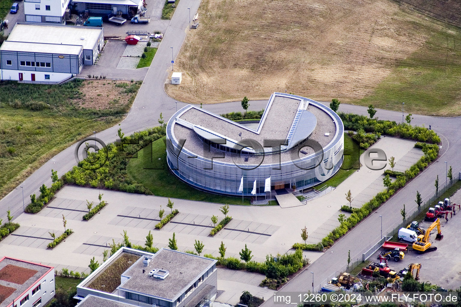 Round building of the training academy of the insurance company Berufsbildungszentrum Deutsche Vermoegensberatung AG in the district Gueltstein in Herrenberg in the state Baden-Wurttemberg