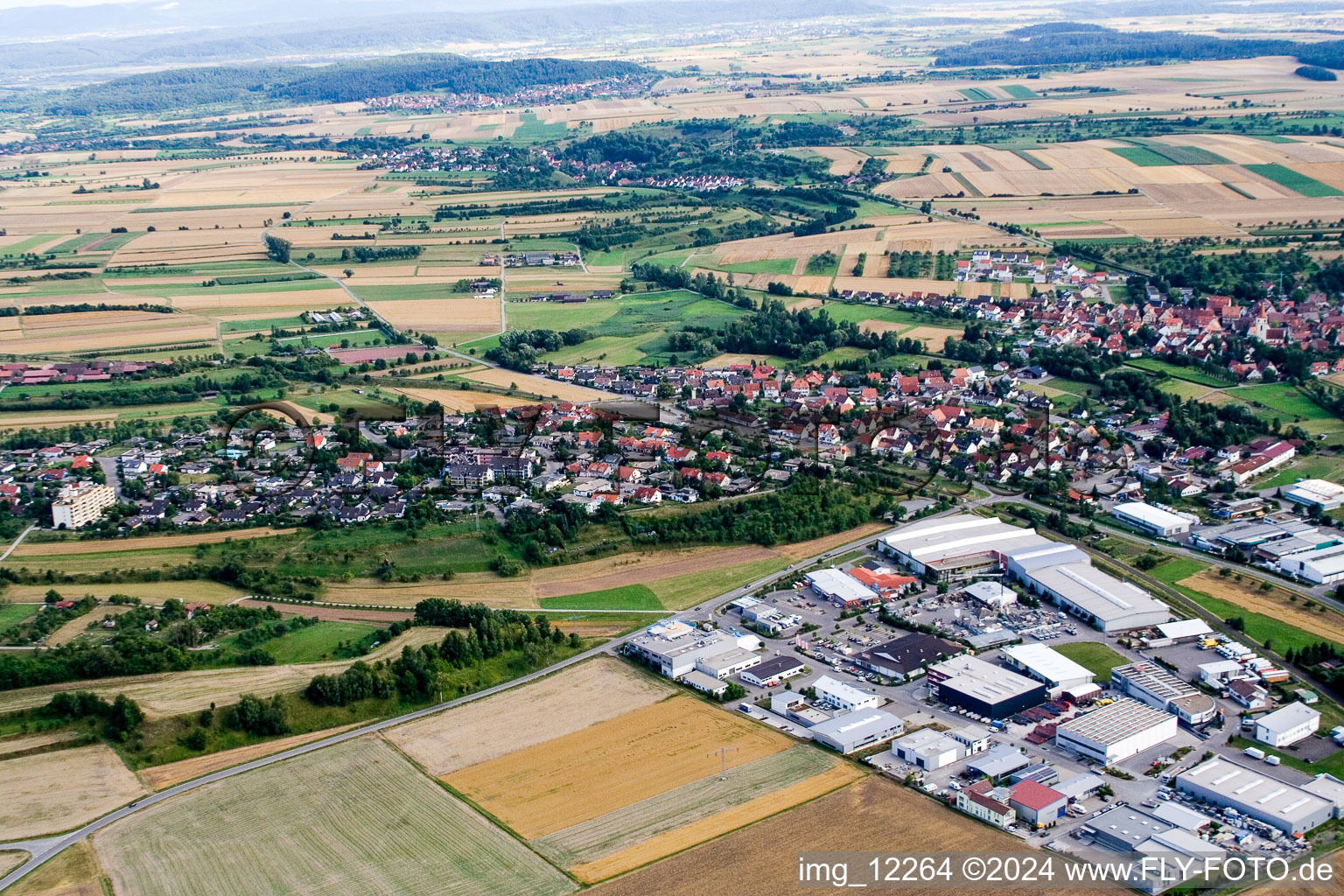 Oblique view of District Altingen in Ammerbuch in the state Baden-Wuerttemberg, Germany