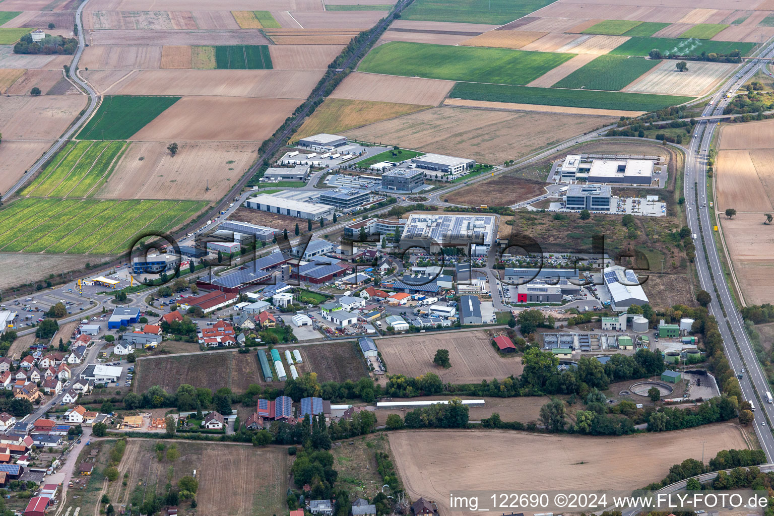 Industrial area north in Rülzheim in the state Rhineland-Palatinate, Germany