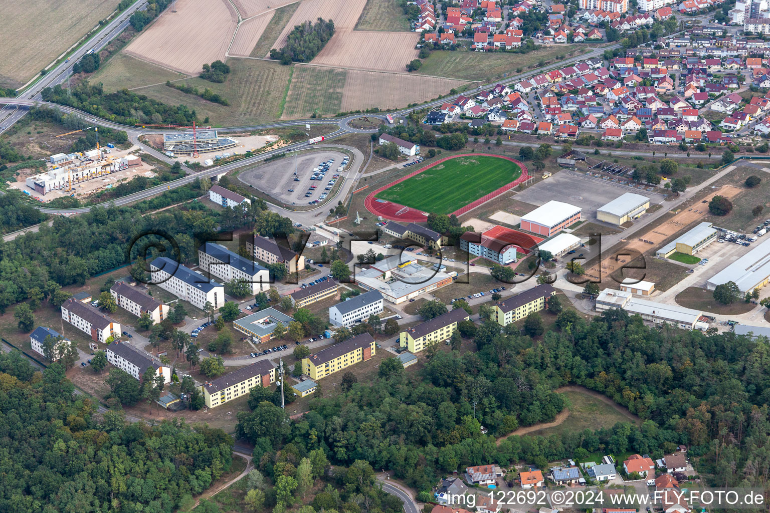 Aerial photograpy of South Palatinate Barracks in Germersheim in the state Rhineland-Palatinate, Germany