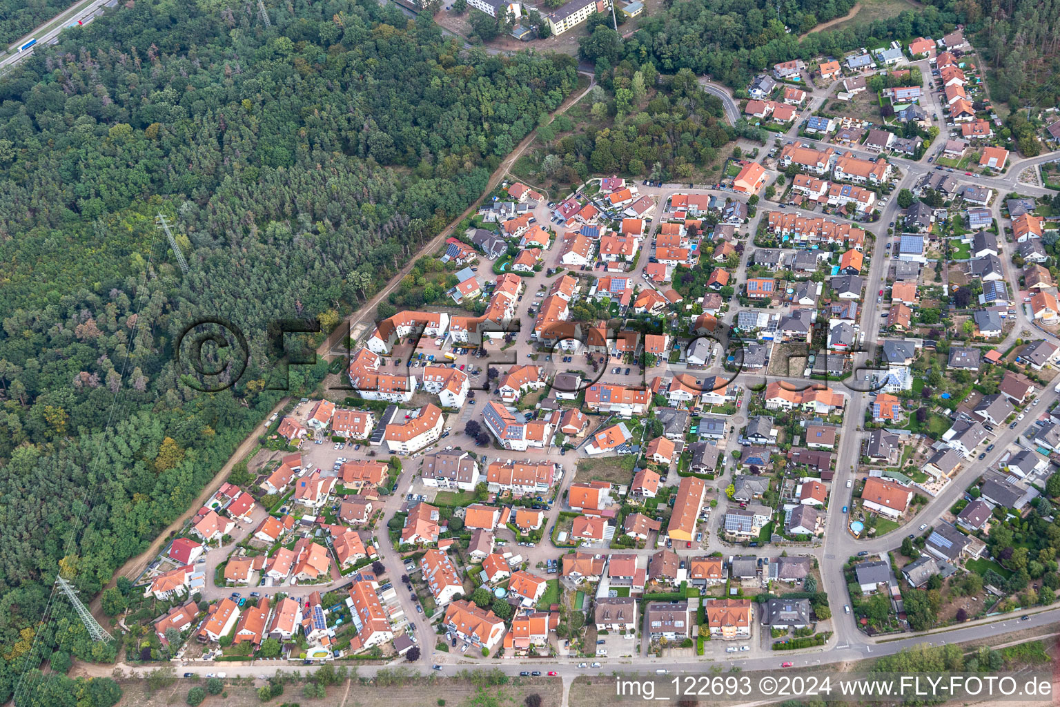 District Sondernheim in Germersheim in the state Rhineland-Palatinate, Germany from a drone