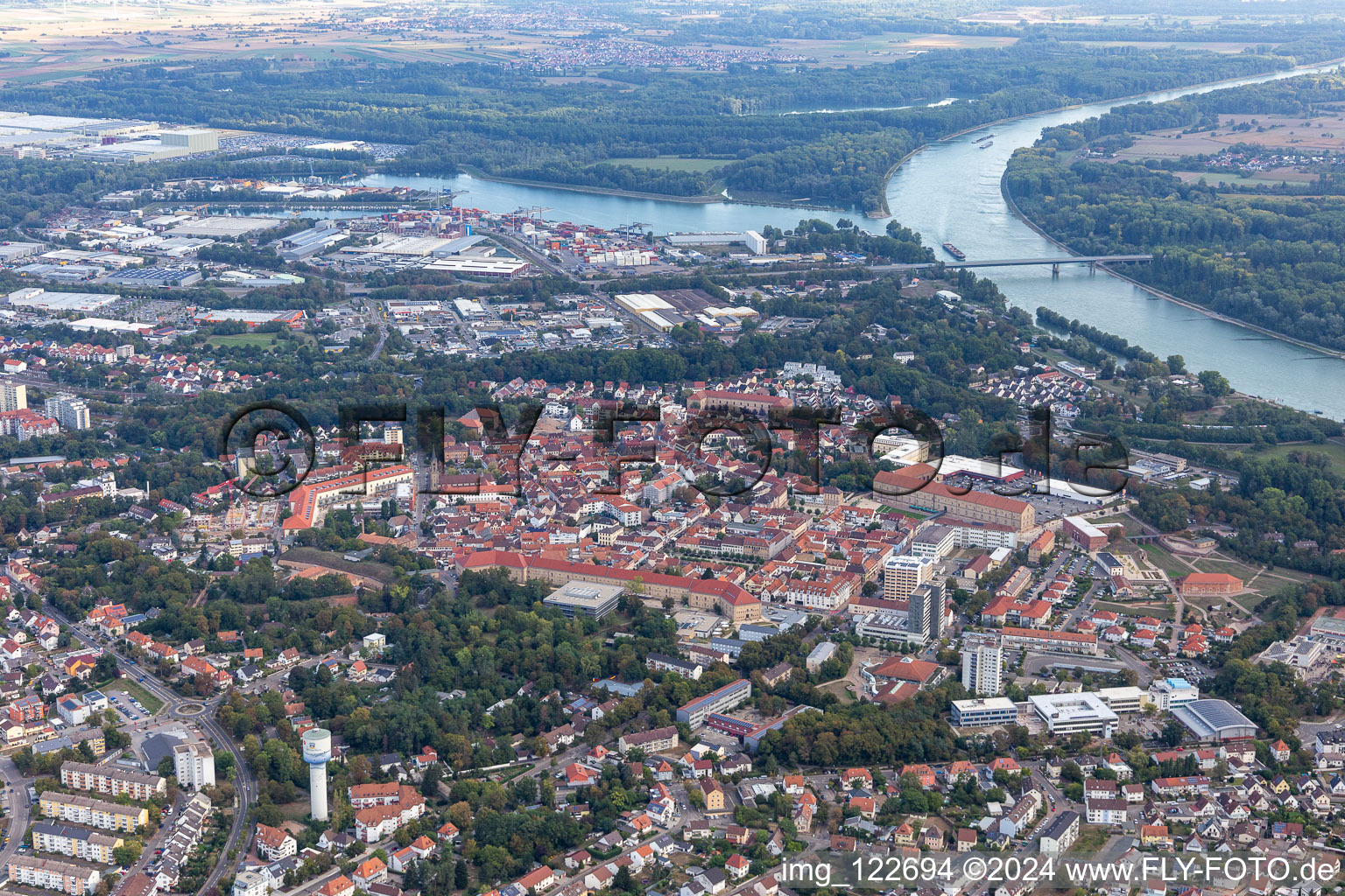 Germersheim in the state Rhineland-Palatinate, Germany seen from a drone