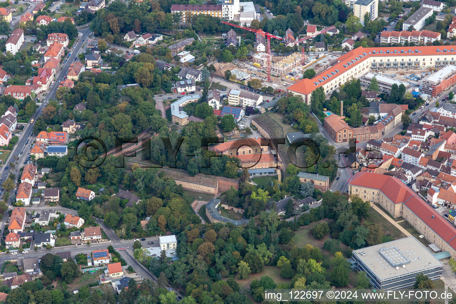 Old fort Fronte Beckers and School building with Municipal Music-school and -Academie in Germersheim in the state Rhineland-Palatinate, Germany