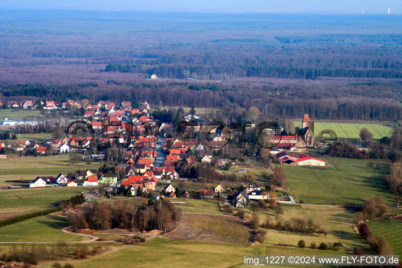 Aerial photograpy of Laubach in the state Bas-Rhin, France