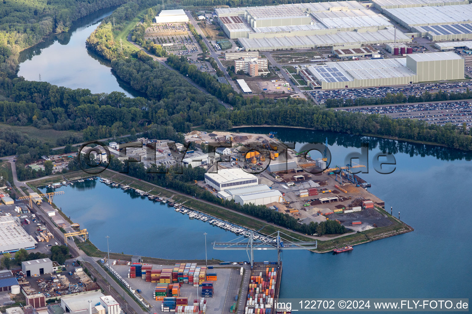 Aerial photograpy of Harbor in Germersheim in the state Rhineland-Palatinate, Germany