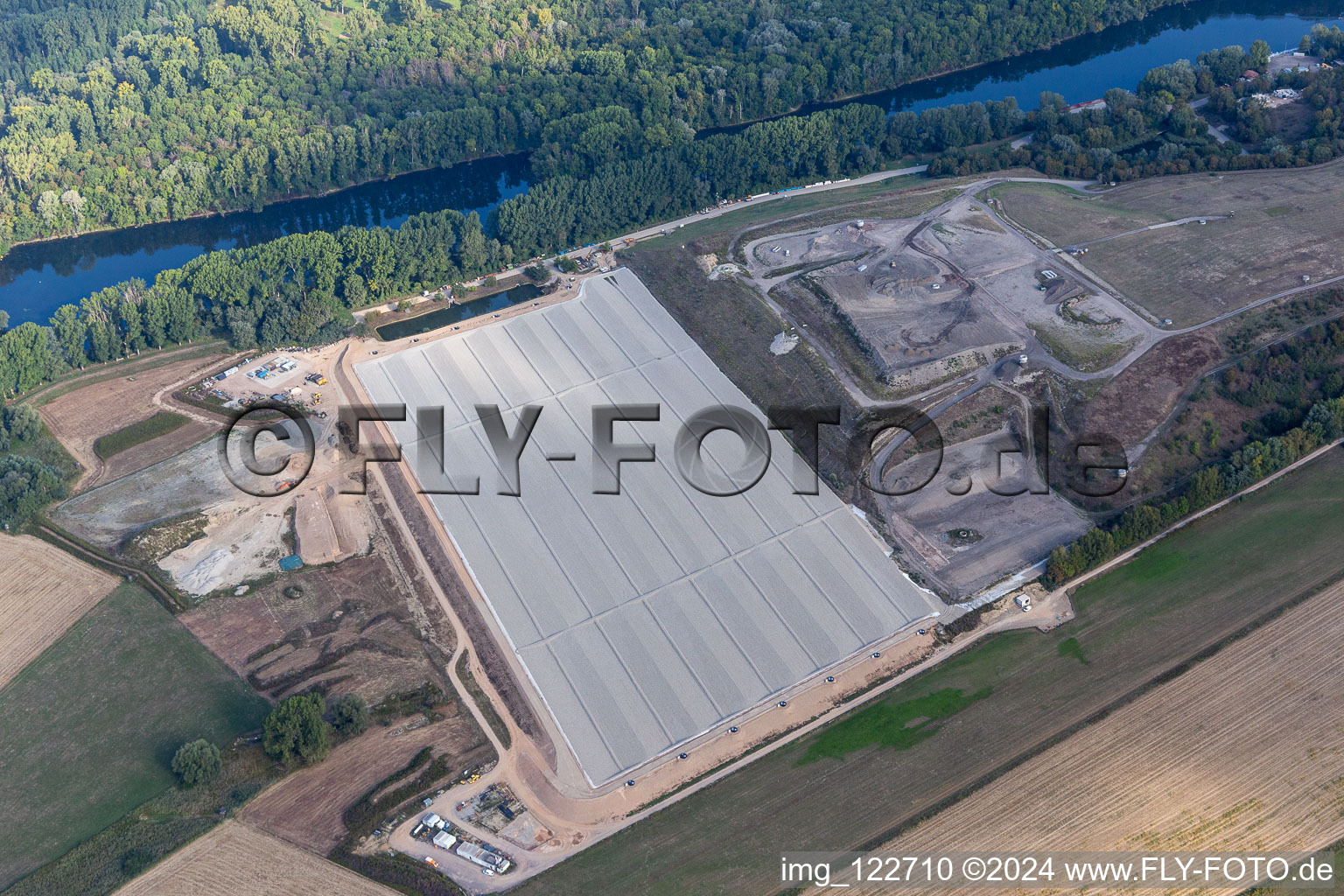 Landfill on the island of Flotzgrün in the district Berghausen in Römerberg in the state Rhineland-Palatinate, Germany