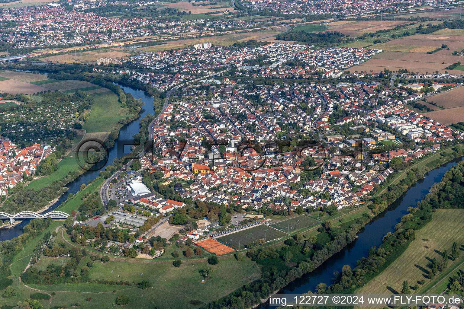 Aerial photograpy of Ilvesheim in the state Baden-Wuerttemberg, Germany