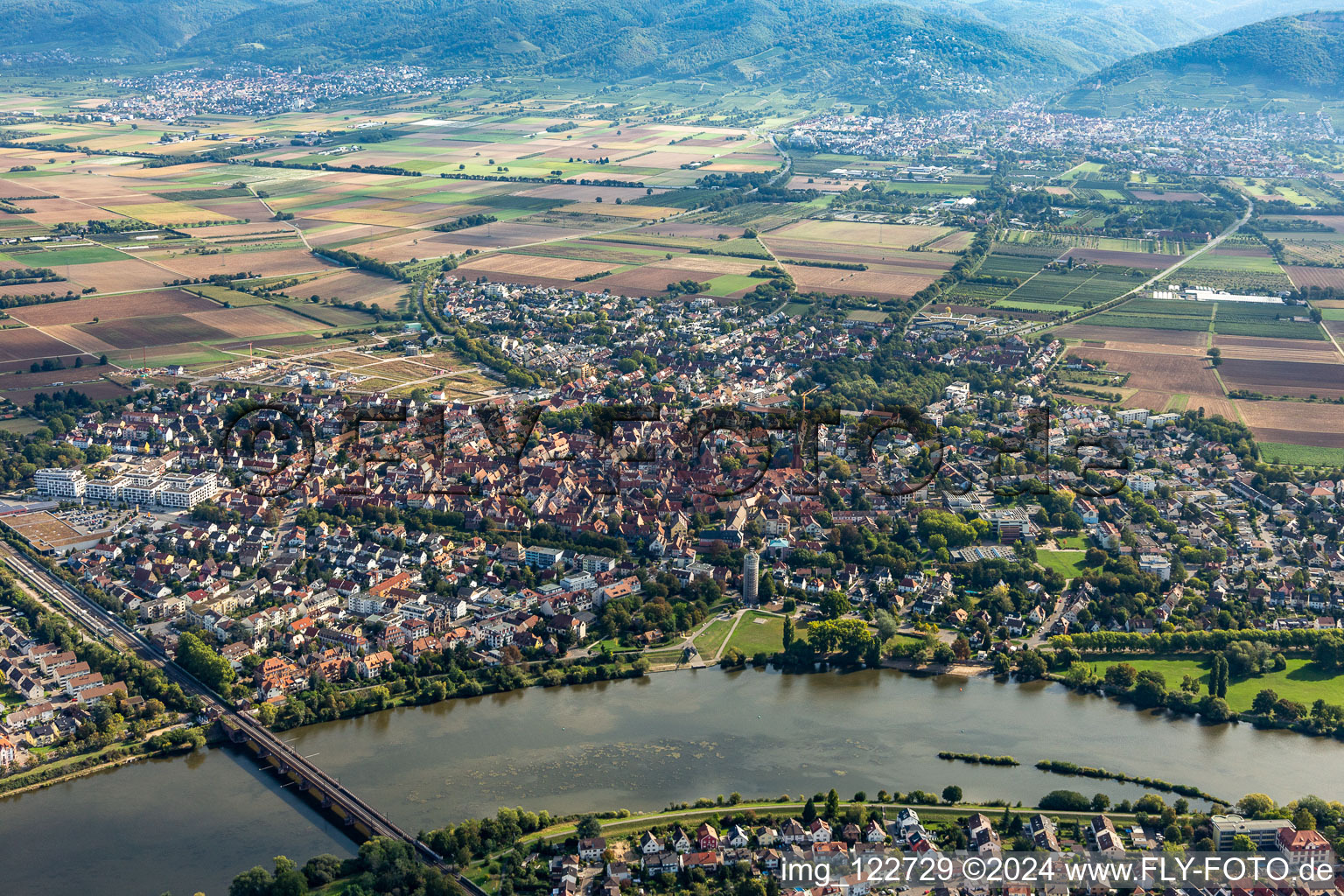 Ladenburg in the state Baden-Wuerttemberg, Germany out of the air