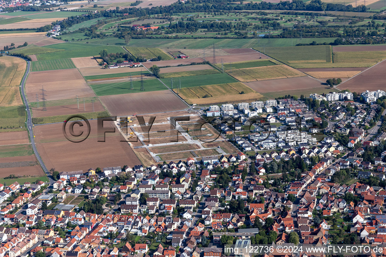 New development area "Mitten im Feld in Ladenburg in the state Baden-Wuerttemberg, Germany