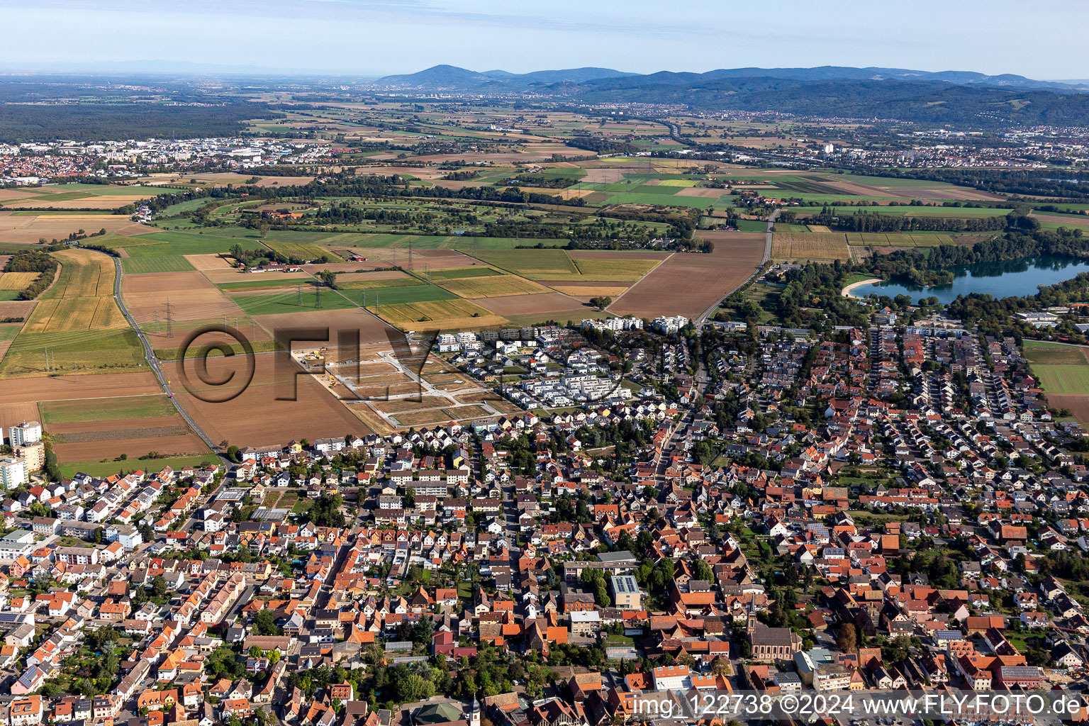 New development area "Mitten im Feld in Heddesheim in the state Baden-Wuerttemberg, Germany