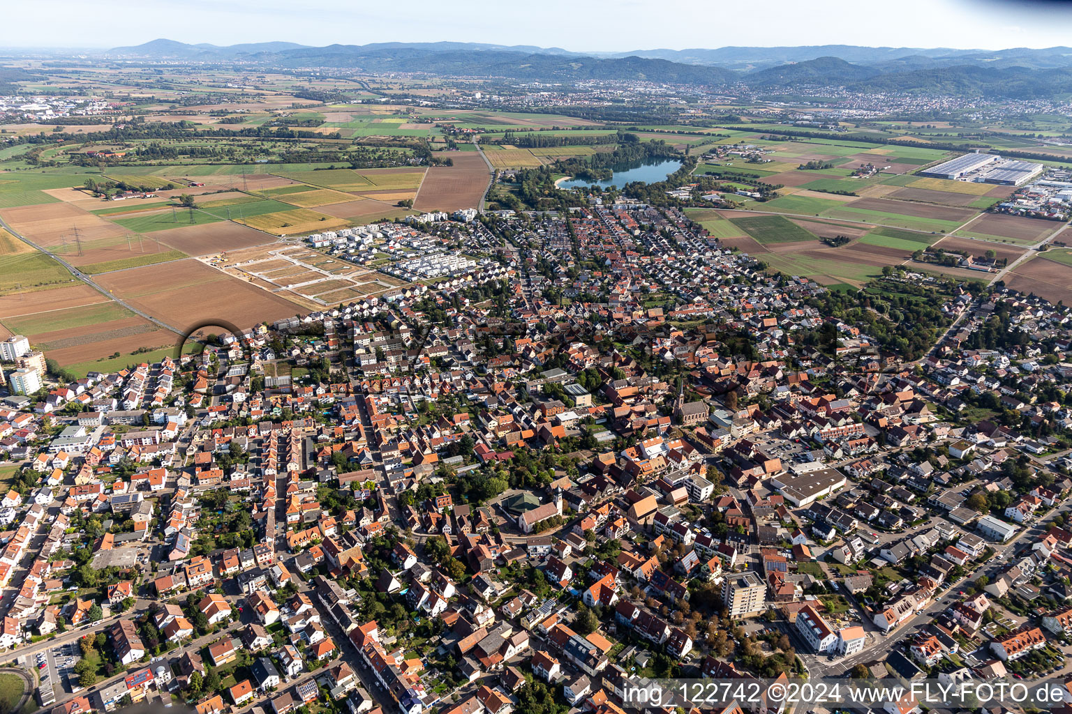 Heddesheim in the state Baden-Wuerttemberg, Germany viewn from the air