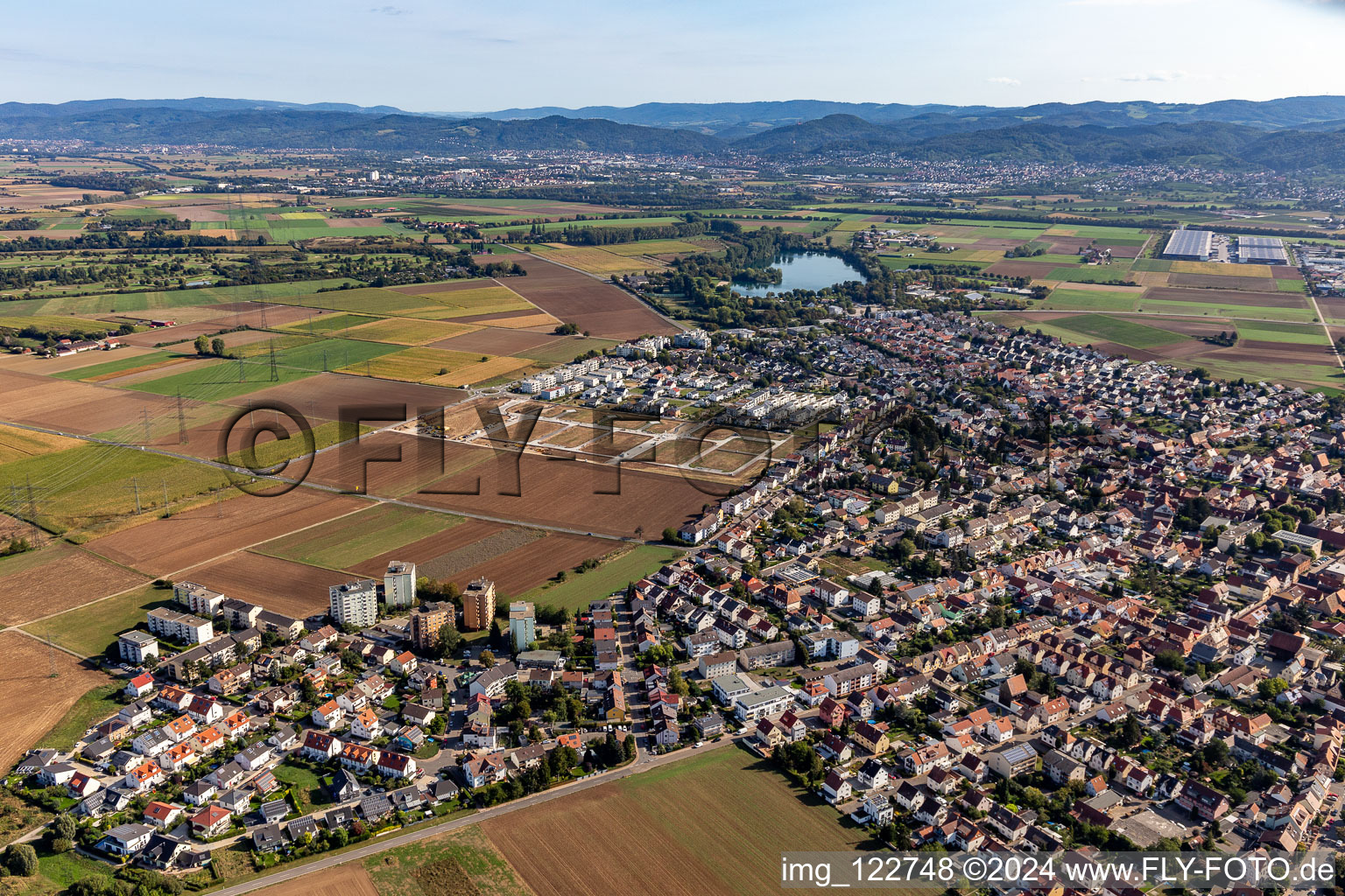 Drone recording of Heddesheim in the state Baden-Wuerttemberg, Germany