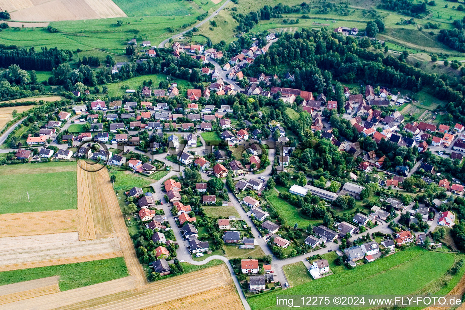 Aerial photograpy of From the north in the district Reusten in Ammerbuch in the state Baden-Wuerttemberg, Germany