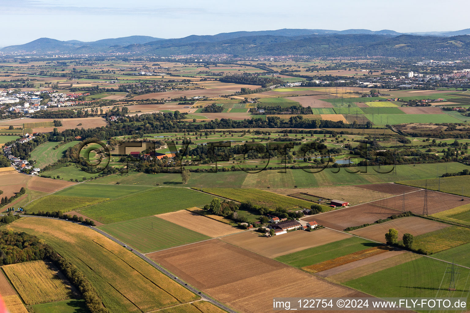 Grounds of the Golf course at Heddesheim Gut Neuzenhof in Viernheim in the state Baden-Wuerttemberg, Germany