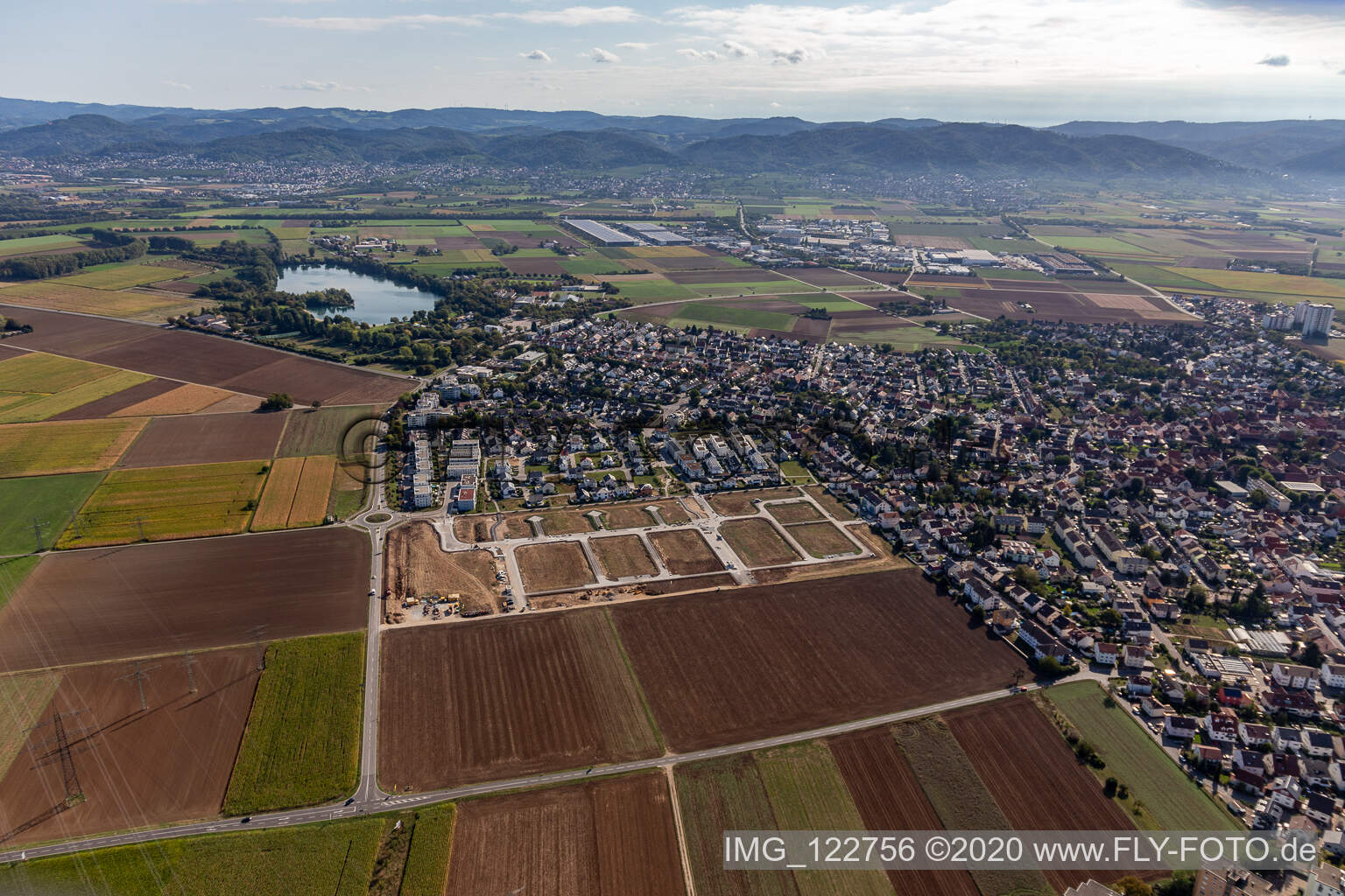 New development area "In the middle of the rock in Heddesheim in the state Baden-Wuerttemberg, Germany out of the air