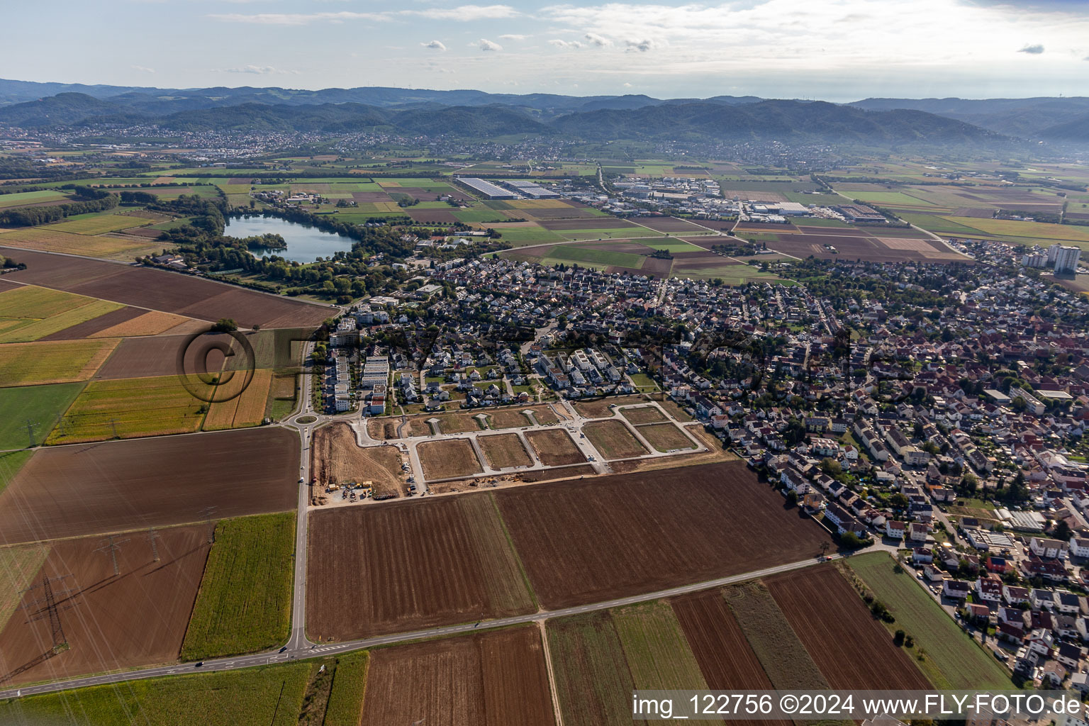 New development area "In the middle of the rock in Heddesheim in the state Baden-Wuerttemberg, Germany out of the air