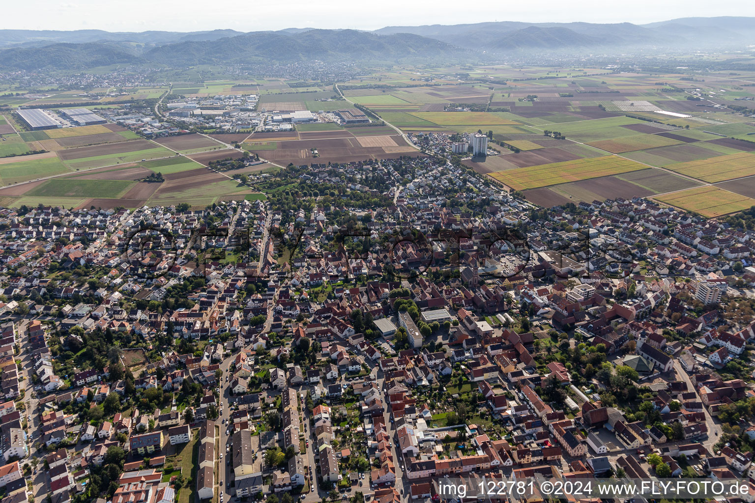 Drone image of Heddesheim in the state Baden-Wuerttemberg, Germany