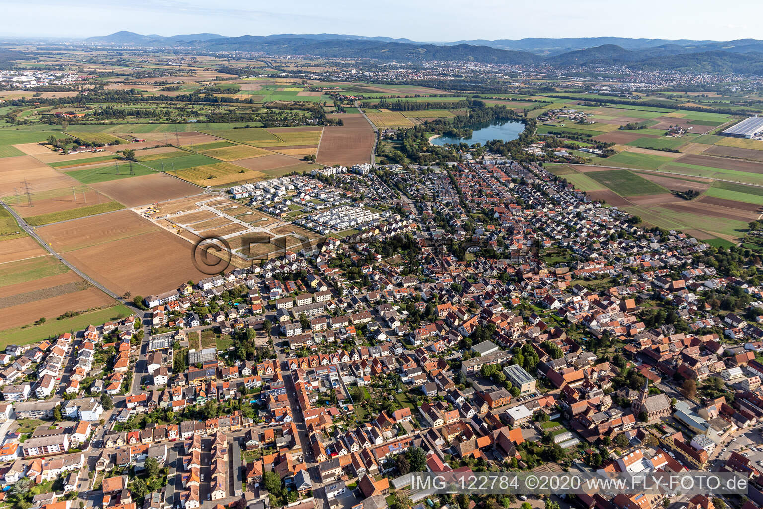 Heddesheim in the state Baden-Wuerttemberg, Germany seen from a drone
