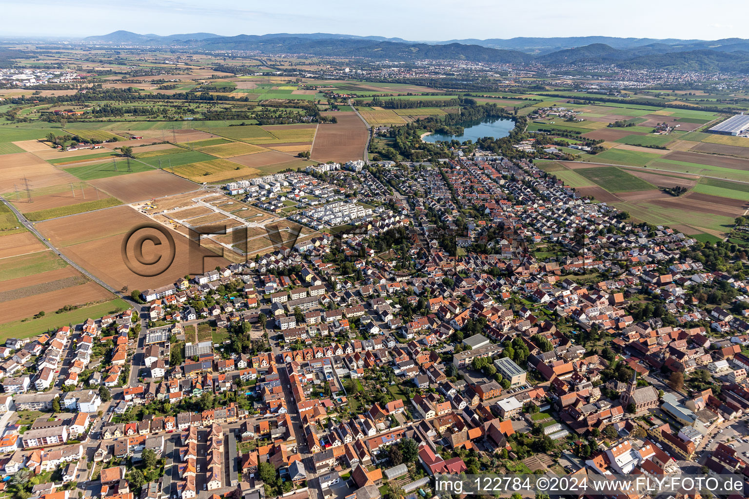 Heddesheim in the state Baden-Wuerttemberg, Germany seen from a drone